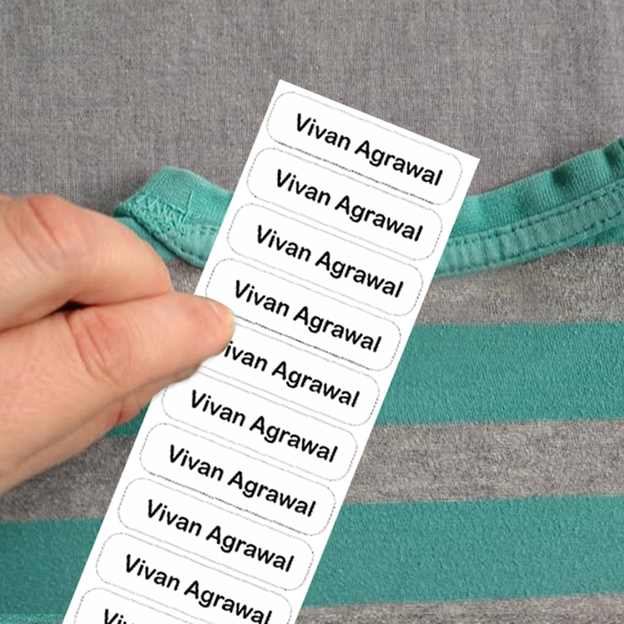 24 rectangular iron-on labels for clothing