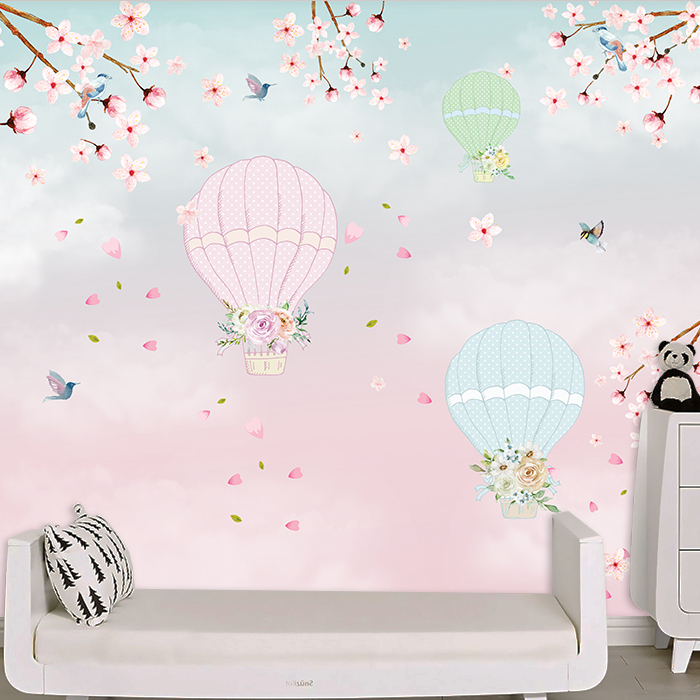 Hot Air Balloon Wallpaper Nursery | MyCuteStickons