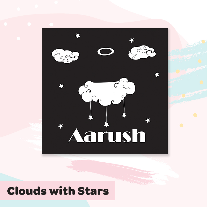 Clouds With Stars Illuminated Name Canvas - MyCuteStickons