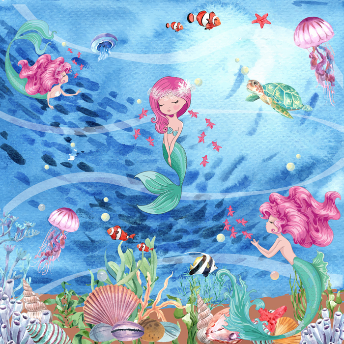 Mermaid Theme Wallpaper for kids room | MyCuteStickons