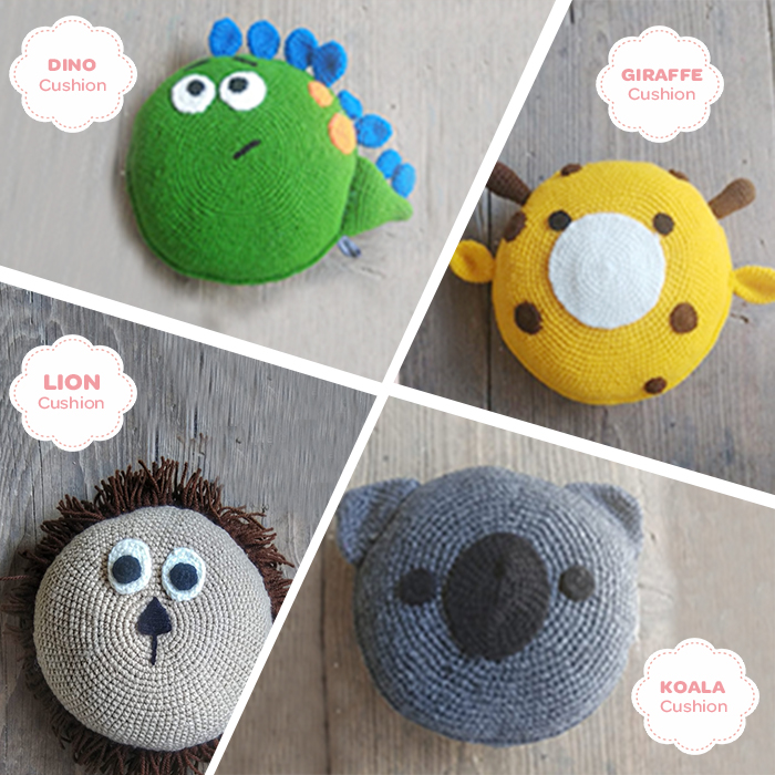 Round Crochet Cushions - Animals | Mycutestickons