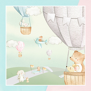 Flying with Teddy & Mice Wallpaper