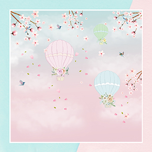 Floral Hot Air Balloon Wallpapers for Nursery