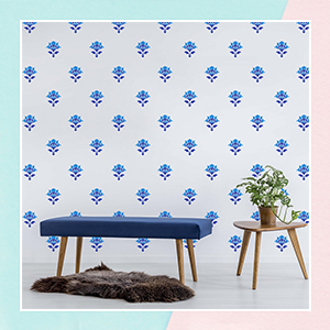 Blue Floral Mini Wall Stickers