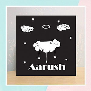 Clouds With Stars Illuminated Name Canvas