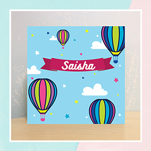 Colorfull Hotair Balloons Illuminated Name Canvas