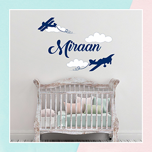 Aeroplane Wall Name Sticker