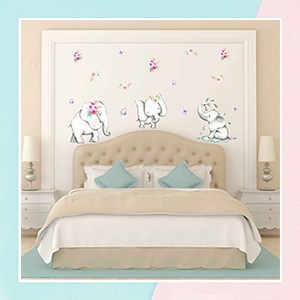 Cute Elephant Wall Decal for Baby Nursery