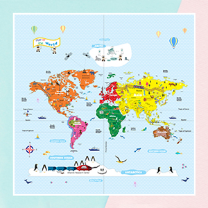 Montessori World Map Wallpaper for Kids