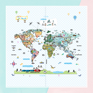 Watercolor World Map Wallpaper for Kids