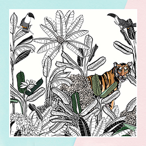 Monochrome Tropical Forest Theme Wallpaper