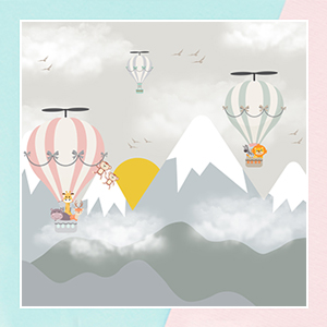 Animals flying in Mountains Theme Wallpaper