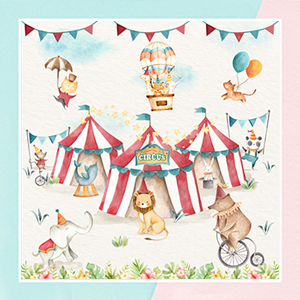 Watercolor Circus Theme Wallpaper