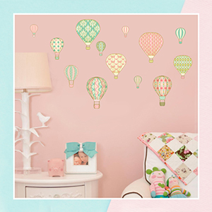 Vintage Hot Air Balloons Wall Stickers for Kids Bedroom