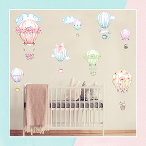 Watercolor Hot Air Balloon Wall Sticker for Kids