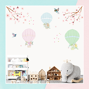 Pastel Hot Air Balloons Wall Stickers for Kids