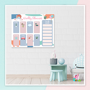 Colorful weekly activity planner for kids