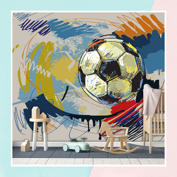 Graffiti Football Theme Wallpaper For Kids