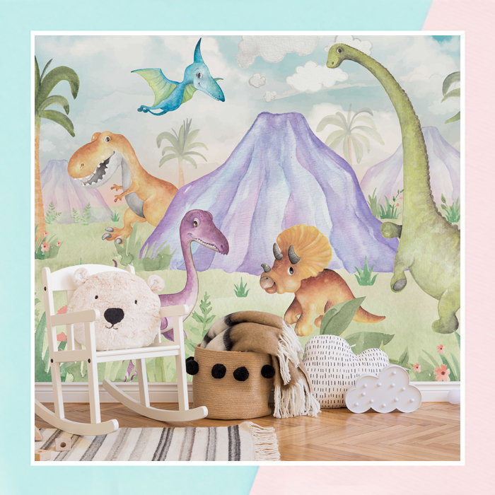Dino & Friends Theme Kids Room Wallpaper