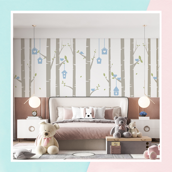 Bird House Theme Wallpaper For Kids Room