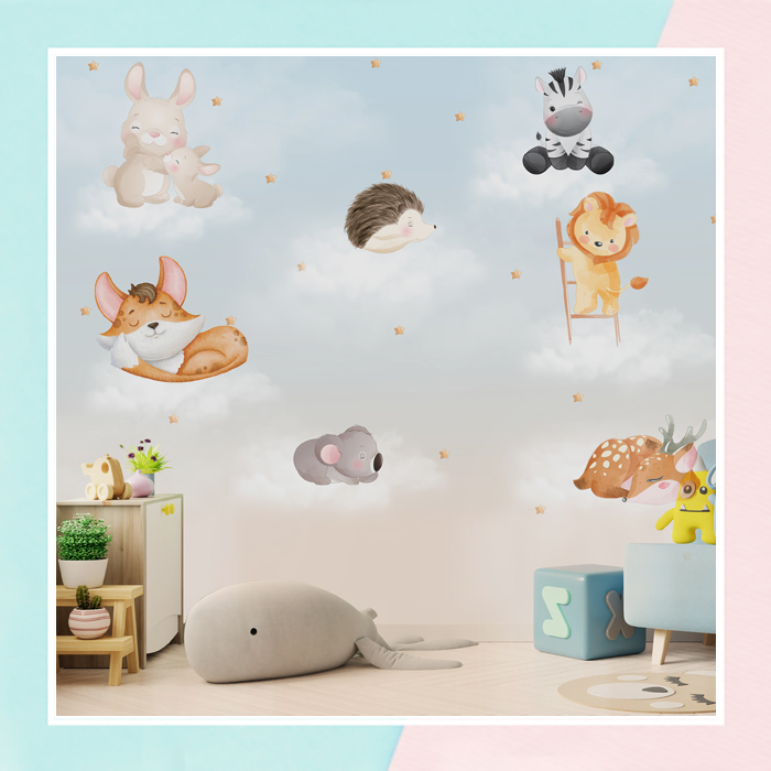 Sleepy Animal On Clouds Theme Wallpaper