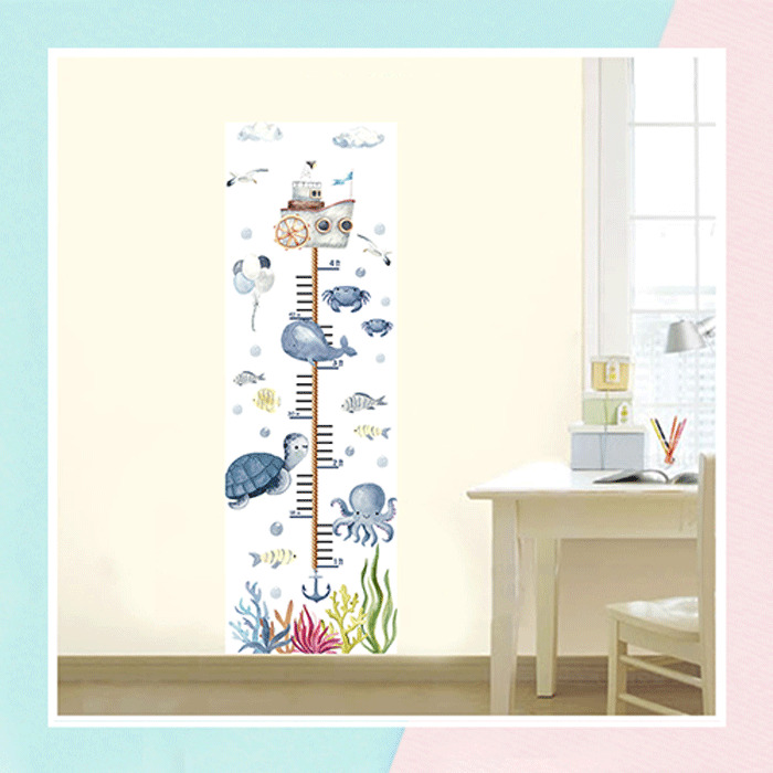 Ocean Whale Height Chart Wall Sticker