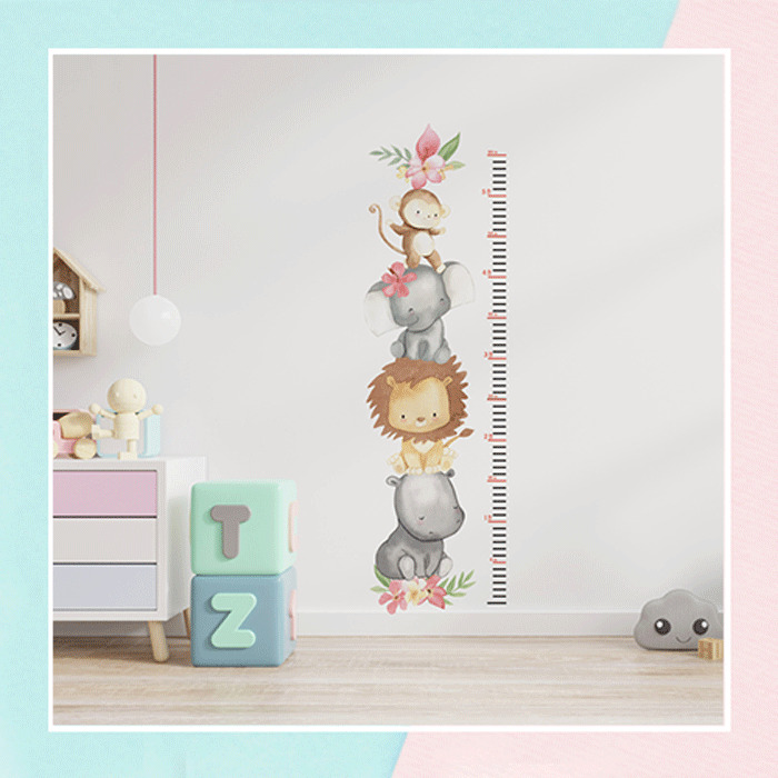 Safari Animals Height Chart Wall Sticker