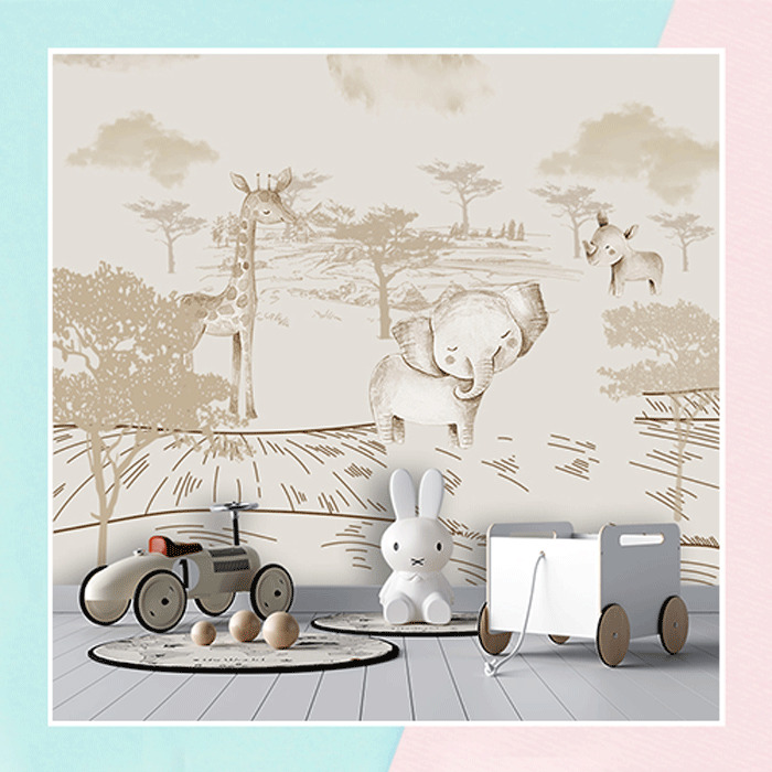 Abstract Animals Holden Wallpaper Beige 13351 Childrens Bedroom Nursery  Playroom  eBay