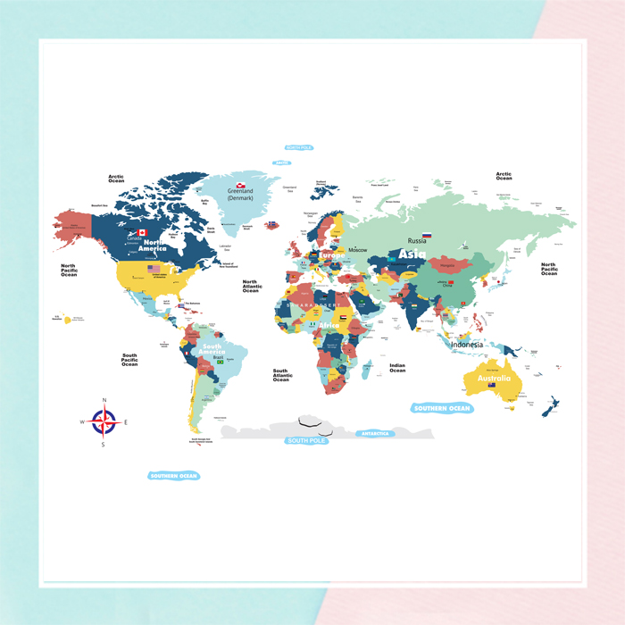 Happy Color World Map Wallpaper