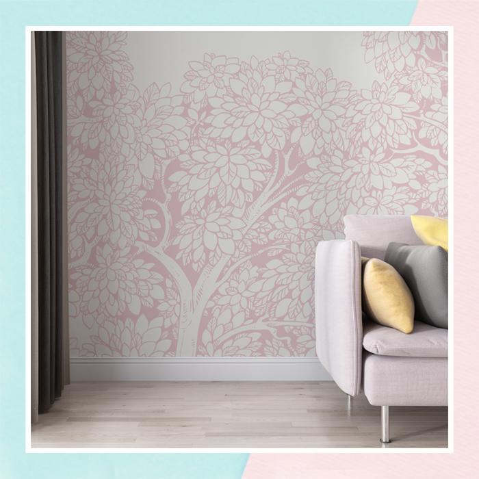 Forest Bellewood Tree Wallpaper - Dusy Pink