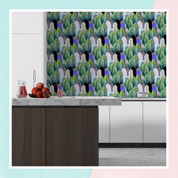 Palm Green Blue Leaf Wallpaper