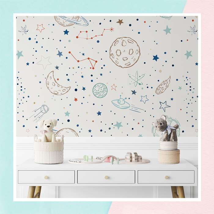 Hand Drawn Space Planets Pattern Wallpaper